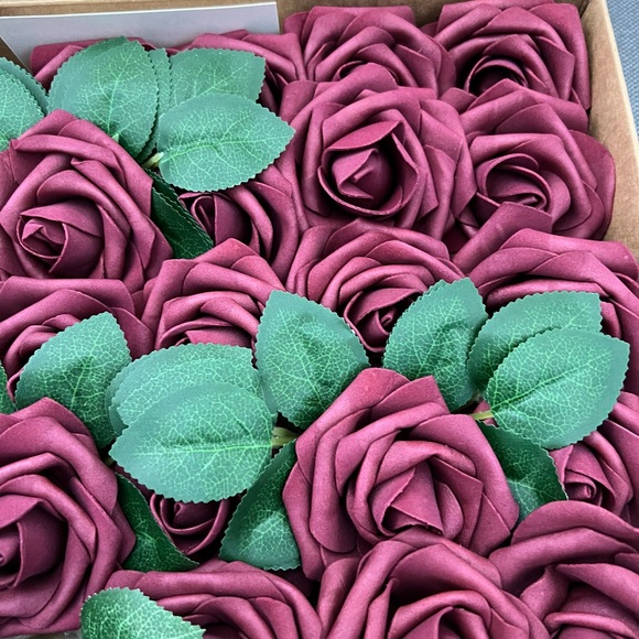 Ling’s Moment Burgundy Foam Roses - Picture 3 of 4